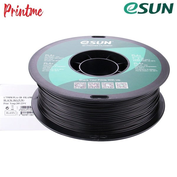 eSUN PLA+ BLACK 1.75mm 3D PRINTER FILAMENT 1kg/2.2lbs Carousel 10