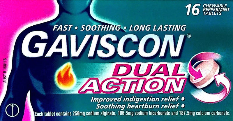 Gaviscon Dual Action 16 chewable peppermint tablets Carousel 1