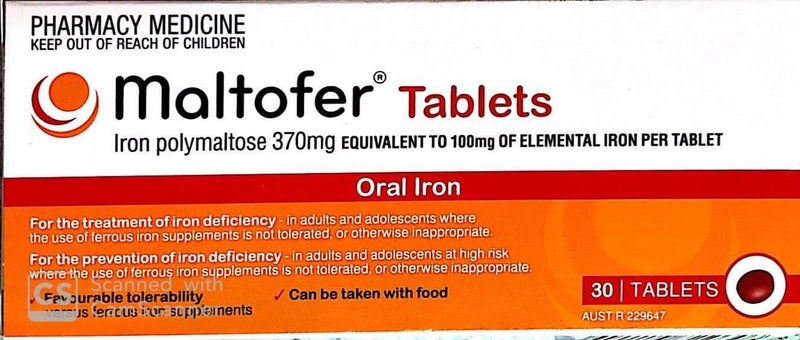 Maltofer 30 tablets Iron Polymaltose equal to 100mg iron Carousel 1