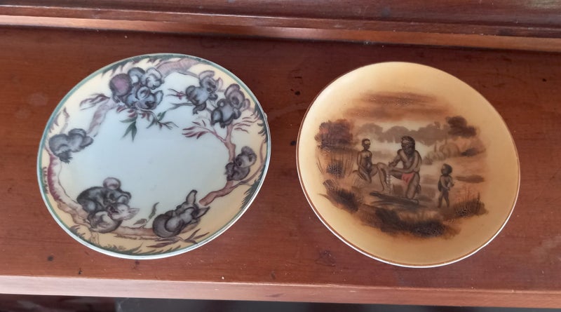 Vintage Australian 'Brownie Downing' Dishes 1950's Hand Painted Carousel 1