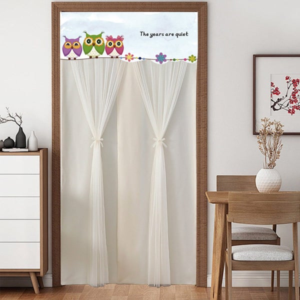 Door Curtain Double Layer Lace Door Curtain, No Drill Required Liner for Pr Carousel 1