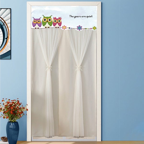 Door Curtain Double Layer Lace Door Curtain, No Drill Required Liner for Pr Carousel 9