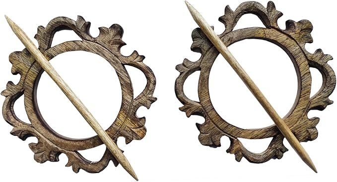 Wooden Curtain Tiebacks Set of 2 | Handmade Rustic Decorative Curtain Holdbacks Carousel 1