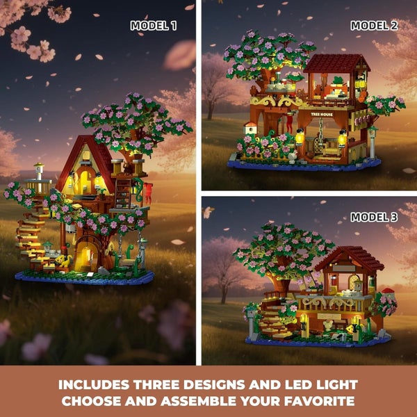 Letsbay 3 in 1 Cherry Blossom Treehouse Building Set for Girls 8-12, Compatible Carousel 2