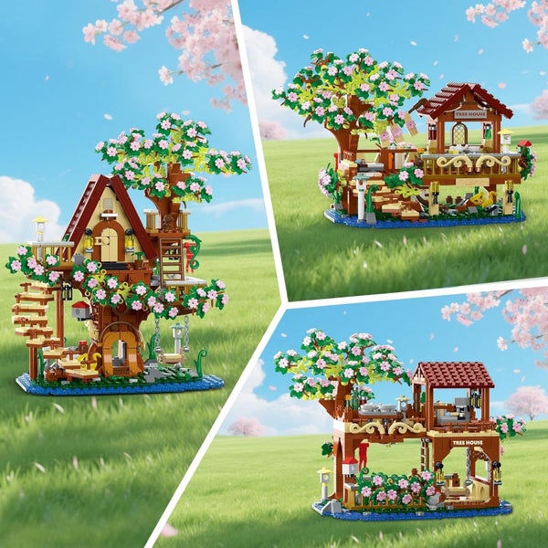 Letsbay 3 in 1 Cherry Blossom Treehouse Building Set for Girls 8-12, Compatible Carousel 6