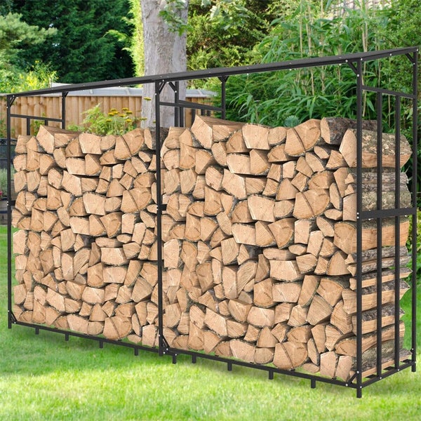 Heavy Duty Outdoor Firewood Storage Rack With Roof Carousel 10