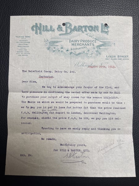 Early NZ letter head 1913 Wellington dairy merchants Carousel 1
