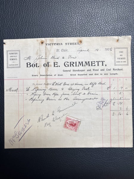 St Clair Dunedin receipt 1902 Carousel 1