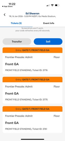 3x ed shereen front GA tickets Carousel 2