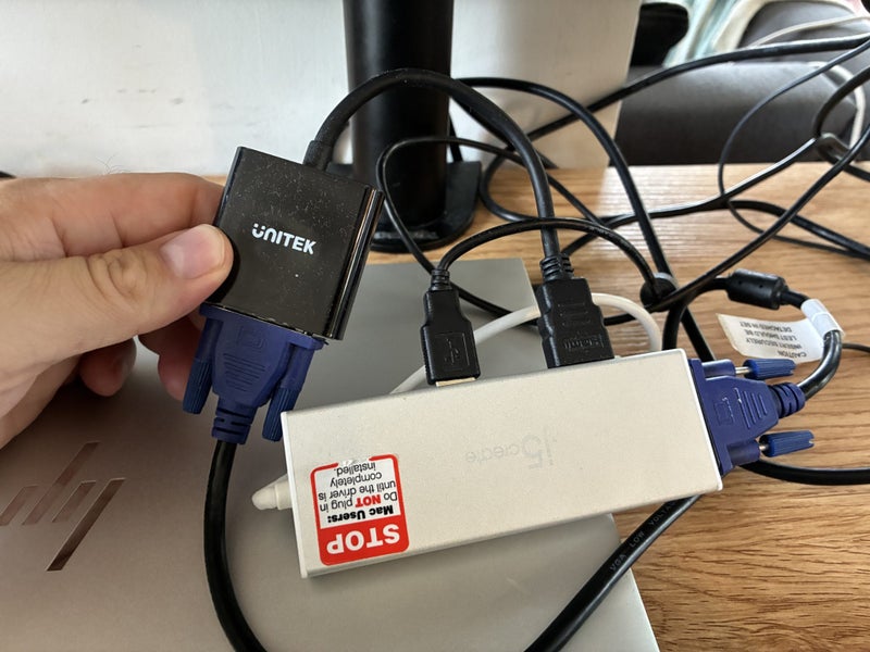 Dual screen setup, desk, keyboard and mouse Carousel 2