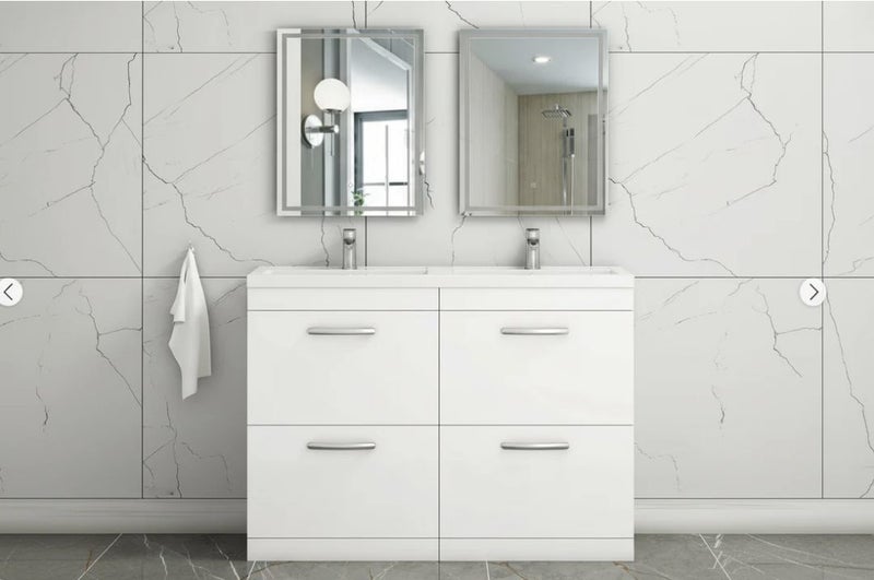 Floor Standing 4-Drawer Vanity Unit Cabinet With Double Basin 1200mm Carousel 1