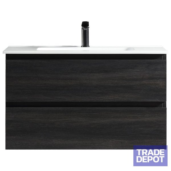 Soho Wall Vanity with Arc Top 800mm - Black Woodgrain Carousel 1
