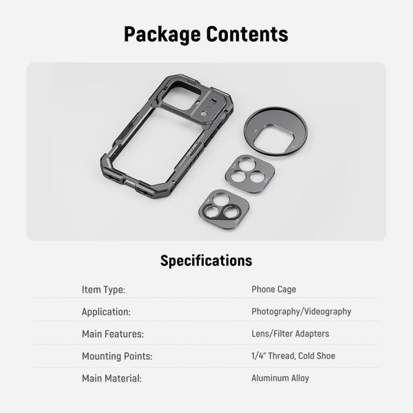 NEEWER 17 Pro Cage, Quick Release Video Rig Phone Stabilizer Compatible with Carousel 8