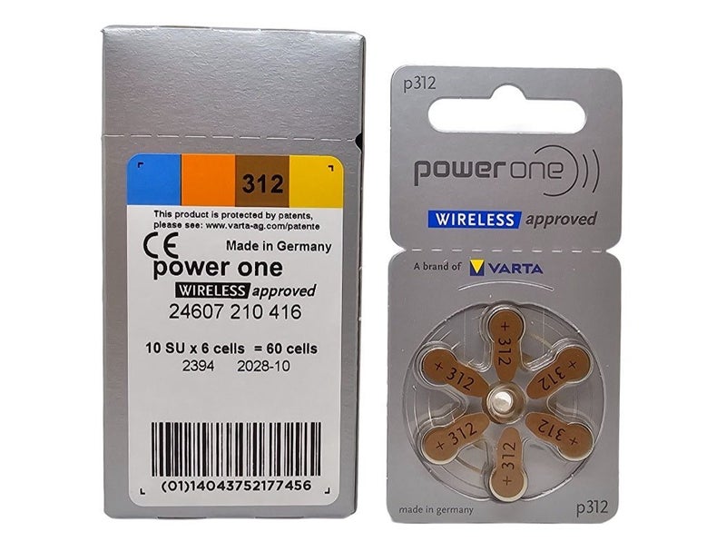 PowerOne P312 (PR41, size 312) Zinc Air Hearing Aid Batteries - 60 Pack (1 box) Carousel 1
