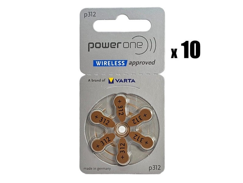 PowerOne P312 (PR41, size 312) Zinc Air Hearing Aid Batteries - 60 Pack (1 box) Carousel 2