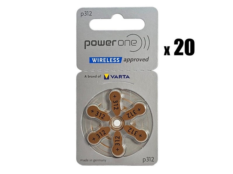 PowerOne P312 (PR41, size 312) Zinc Air Hearing Aid Batteries - 120 Pack (2 box) Carousel 2
