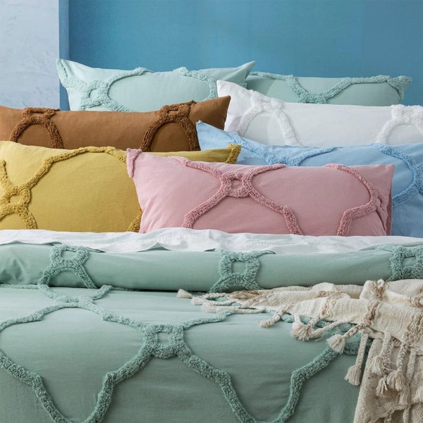 Moroccan Cotton Chenille Vintage washed Tufted Duvet Cover Set or Euro P/C by... Carousel 13