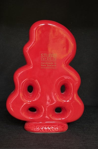 Ceramic Red Glazed Standing Tiki by Studio Ceramics Carousel 2