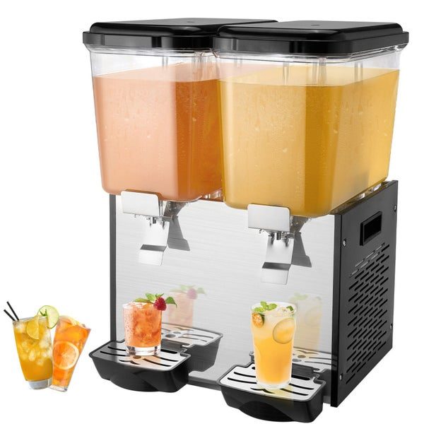 New Commercial Beverage Dispenser 18L x 2 Tanks Cold Juice Ice Drink Dispenser Carousel 1