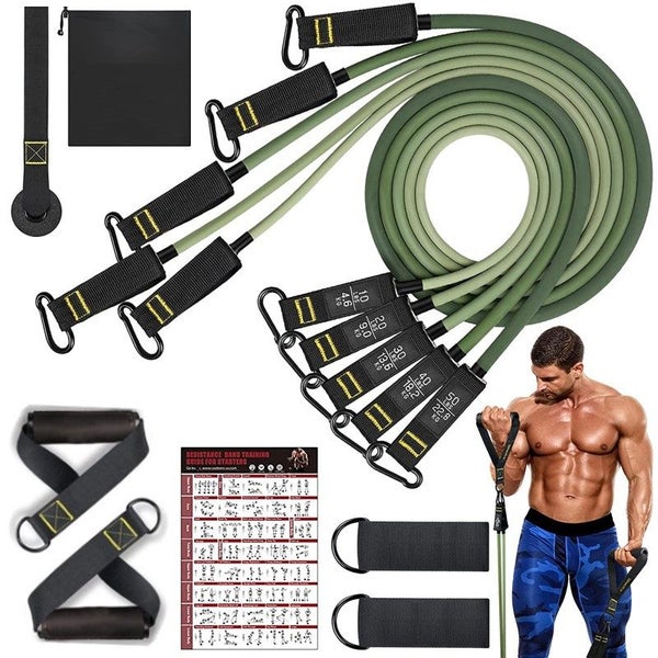 11 Pcs/Set TPE Resistance Bands Fitness Training Belt Yoga Pull Rope Gym Band Carousel 1