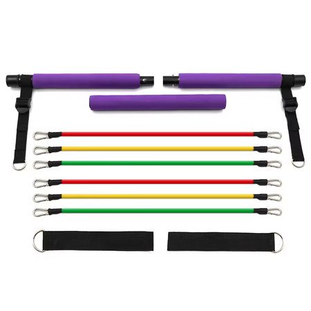 Fitness Pilates Bar Kit Resistance Bands Portable Gym Home Workout Equipment Carousel 1
