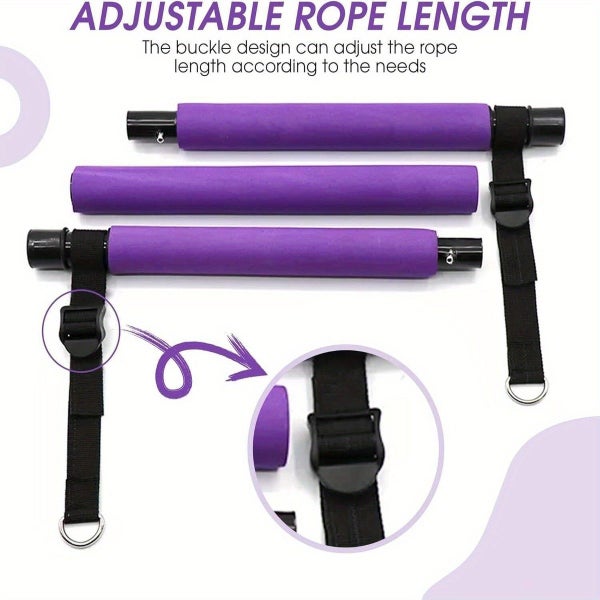 Fitness Pilates Bar Kit Resistance Bands Portable Gym Home Workout Equipment Carousel 9