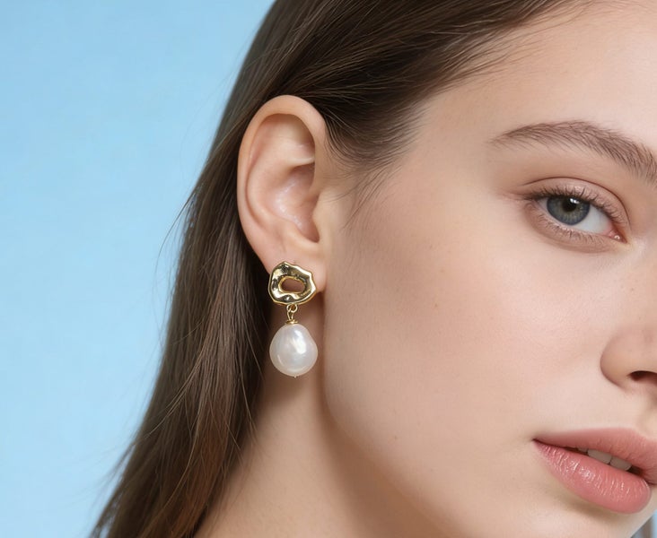 (100% Natural Pearl) Authentic Baroqu Pearl Drop Earrings EBZ18JX-14 Carousel 2