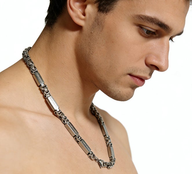 Lobster Clasp Byzantine Chain Stainless Steel Chain Necklace NSS9DGOM-3 Carousel 2