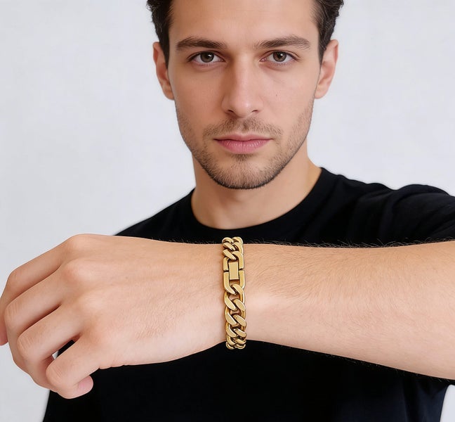 18K Gold Plated Link Chain Bracelet Statement Steel Bracelet BST14TY-2 Carousel 2