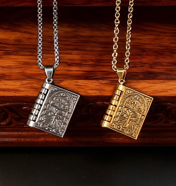 Holy Scripture: Bible Steel Pendant Necklaces (2X Pendants) NAL6ZS-1+NAL5ZS-2 Carousel 1
