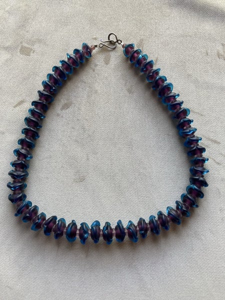 Beautiful Hand Crafted Glass Necklace With Silver Clasp Carousel 1