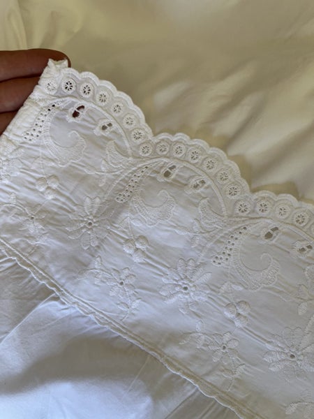 Vintage French linen single flat sheet Carousel 1