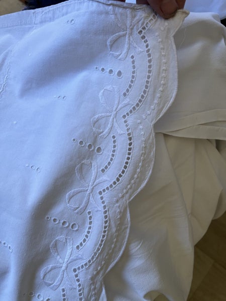 Vintage French linen single flat sheet #3 Carousel 1