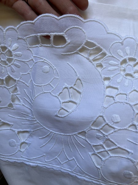 Vintage French linen double flat sheet Carousel 1