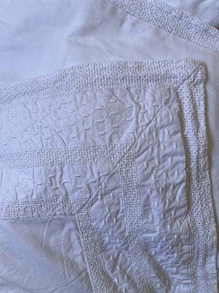 Vintage French linen single flat sheet #2 with matching euro pillowcase Carousel 2