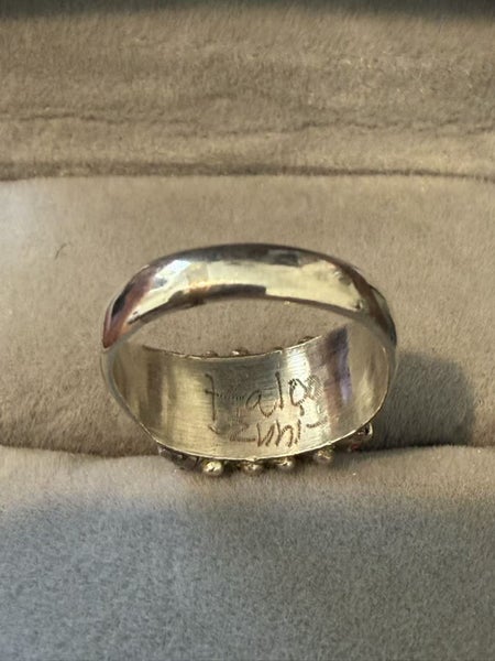 Vintage Zuni Sterling Silver Coral Cluster Ring – Signed Carousel 6