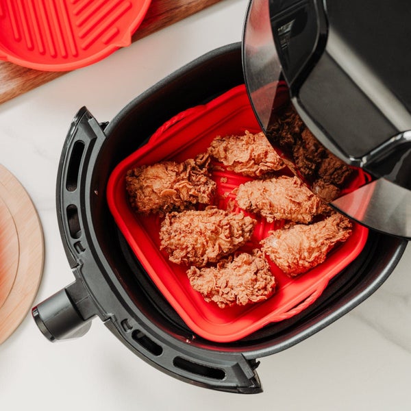 Cook Easy Collapsible Silicone Air Fryer Oven Microwave Liner Square Carousel 2