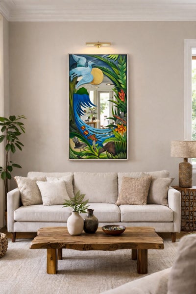 ONLY 1 NZ Indigenous Carved Wooden Mirror 126x60cm Carousel 1