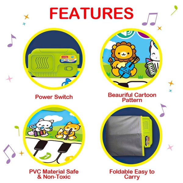 Piano Mat for Toddlers, Musical Keyboard Floor Playmat for Electronic Music Carousel 2