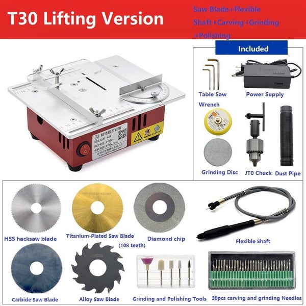 T30 Mini Multifunctional Saw Bench Saw Electric Desktop Saws Woodworking Bench Carousel 1