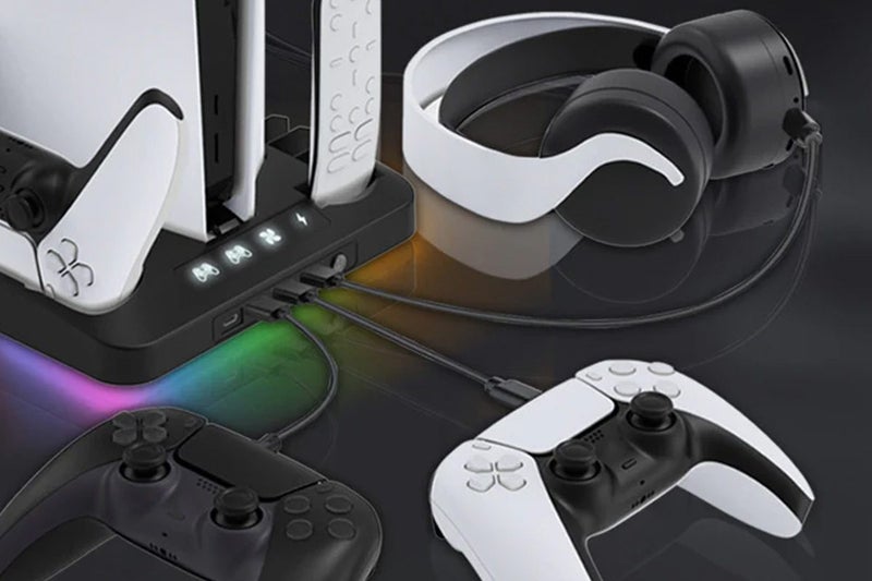 Gaming For PS5 Slim Pro Docking and Cooling Station Charger Headset Holder-Black Carousel 7