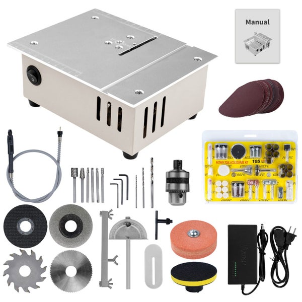 96W Dual Motor Mini Table Saw | for Woodworking, Acrylic & PVC Cutting DIY Model Carousel 1