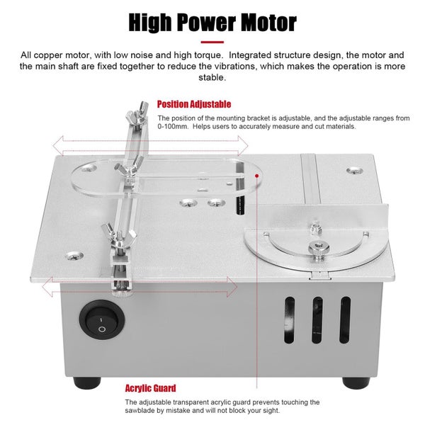 96W Dual Motor Mini Table Saw | for Woodworking, Acrylic & PVC Cutting DIY Model Carousel 6