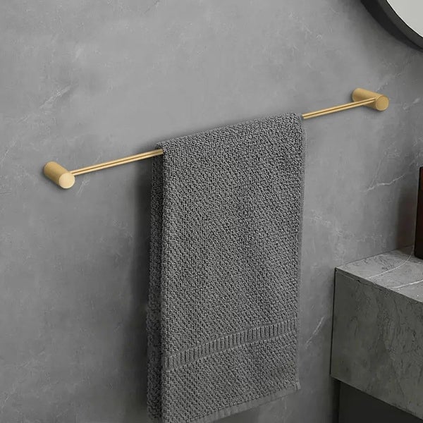 Single Towel Rack Rail 600mm Knurled Brushed Yellow Gold Carousel 1