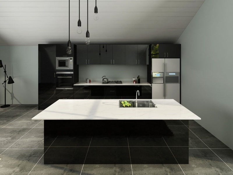 Complete Galley Kitchen Cabinets, Glossy with Laser edges doors, Soft Close. Carousel 2