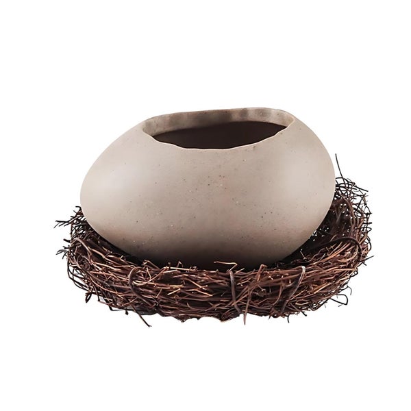 Easter Ostrich Egg Shaped Dessert Bowl, Brown Egg Dinner Bowl Ceramic Cerea Carousel 2