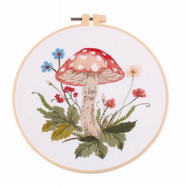 Mushroom Embroidery Kits for Beginners, Adult Embroidery Kit Cross Stitch K Carousel 2