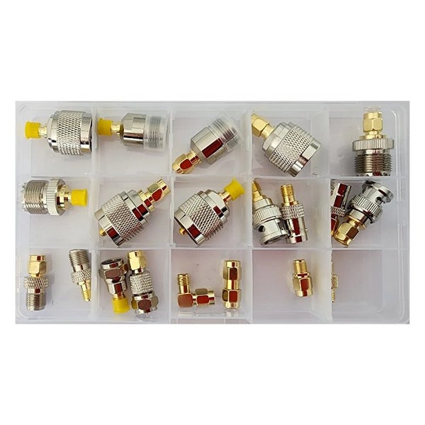TECHOMAN 20x RF Connector Adaptors - Boxed Set - SMA , N , PL259 , SO239 , BNC Carousel 1