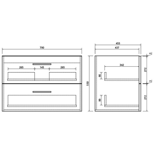 NOVO Wall Vanity With Classic Top 800mm - White Carousel 2