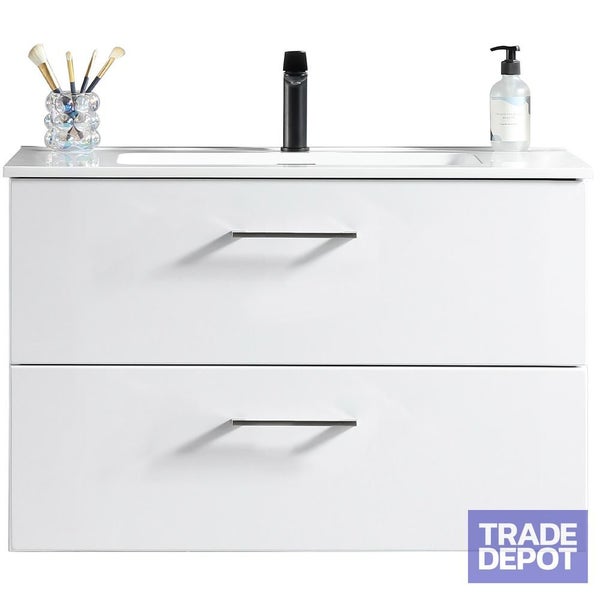 NOVO Wall Vanity With Classic Top 800mm - White Carousel 1